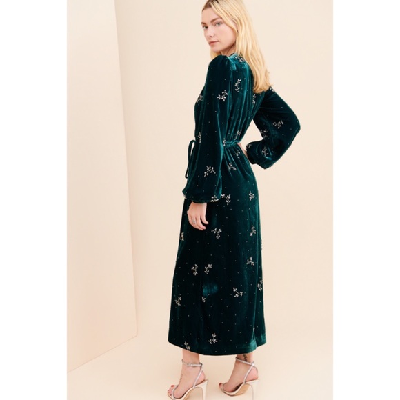 Divine Heritage Crystal Velvet Wrap Sequin Gown - Picture 4 of 9